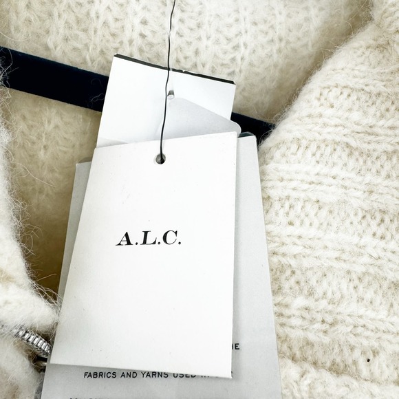 A.L.C. Everett Half Zip Wool Alpaca Pullover Sweater In Natural Size L NWT - Picture 8 of 11